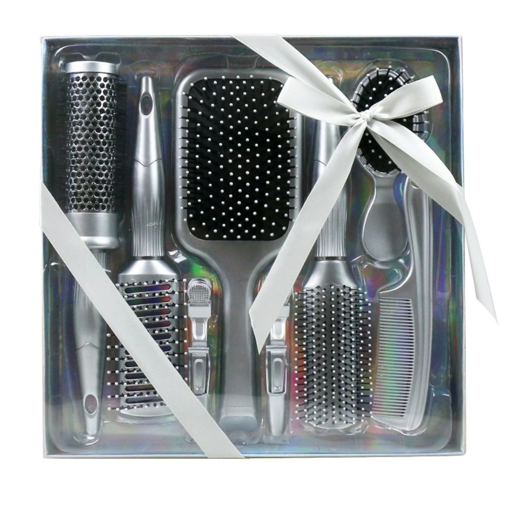 8 piece silver hair brush gift set